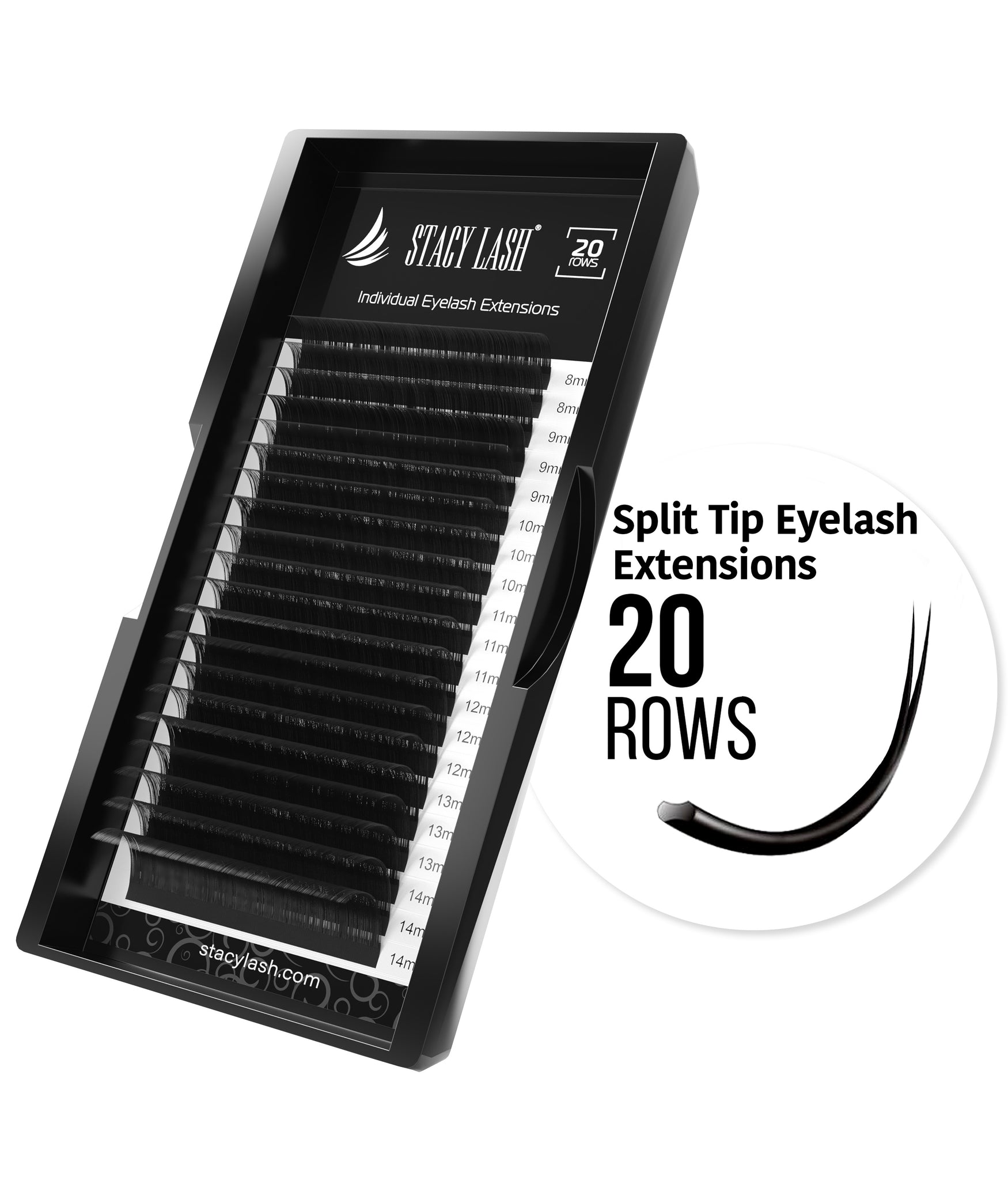 20 Rows - Split Tip Flat Eyelash Extensions DD Curl