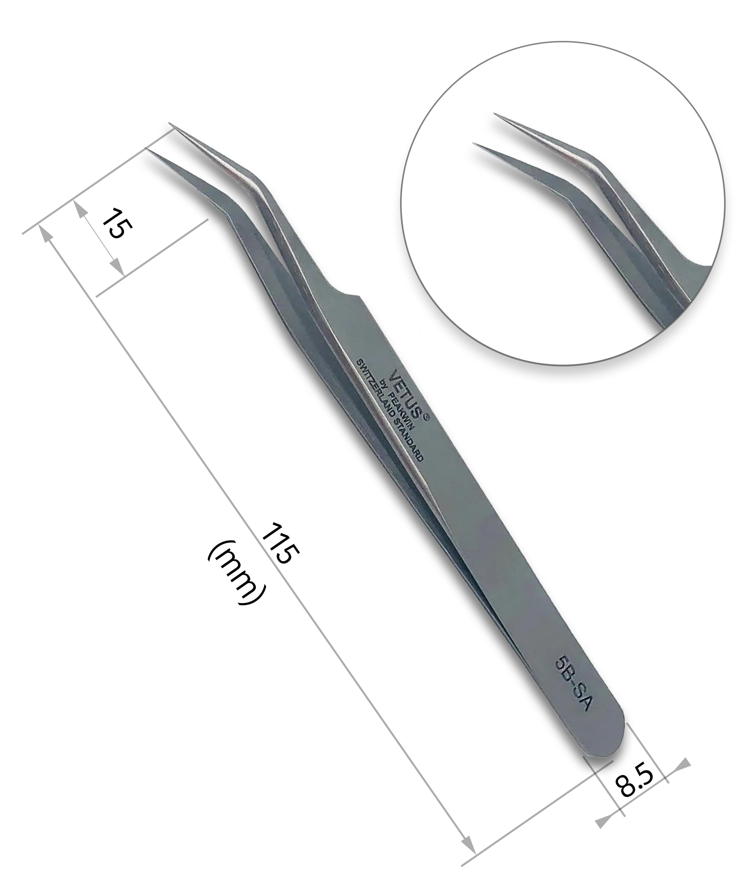 Vetus 5B - SA S - Shape Tweezers for Isolation, Classic and Volume Eyelash Extensions - 